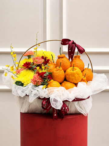 Flower Basket with Fruits