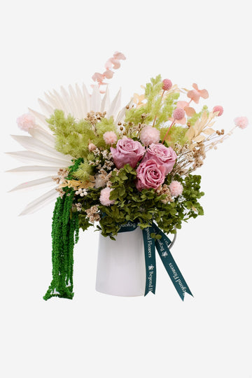 Pastel Paradise Dried Flowers Arrangement in a Vase.